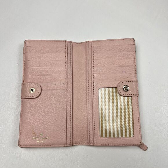 KATE SPADE Bifold Wallet Cobble Hill Blush Pink Pebbled Leather Clutch Preppy - Picture 4 of 9